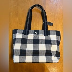 Coach canvas buffalo plaid tote EUC